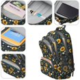 thumbnail image 4 of Sunflower and Bee Black Pattern Cute School Backpack Bag with Padded Back and Adjustable Shoulder Straps 16.9 X 12.6 X 5.9 Inches, 4 of 5