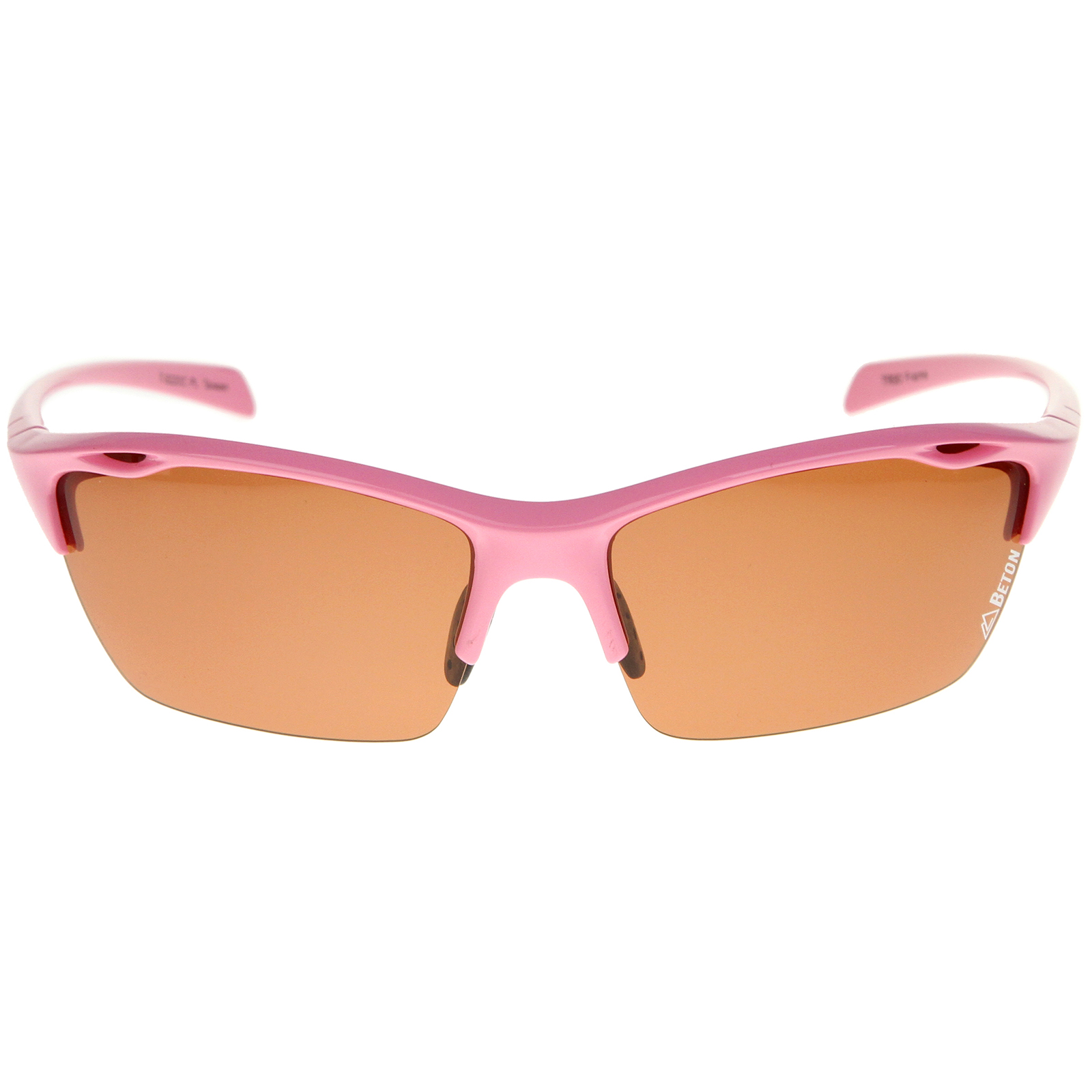 Beton Male Wakely - Polarized Shatterproof Lens Half-Frame TR-90 Sports Wrap Sunglasses (Shiny Pink / Brown) - 68mm - image 5 of 6