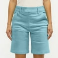thumbnail image 5 of TQWQT Womens Light Blue Shorts Stretchy Bermuda Shorts 6'' Trendy Summer High Waisted 6'' Shorts Dressy Casual Chino Shorts with Pockets Light Blue M, 5 of 6
