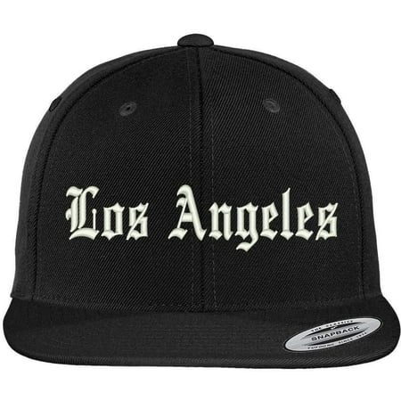 - Trendy Apparel Shop Los Angeles City Old English Embroidered Flat Bill Snapback Cap