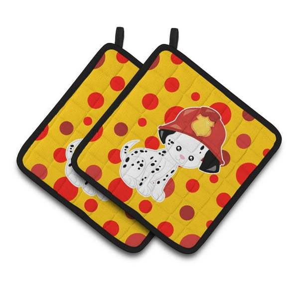 Caroline's Treasures Fireman Dalmatian Puppy Pair of Pot Holders