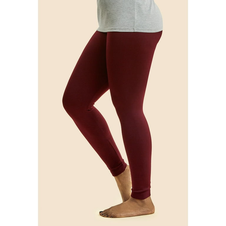 Solid Burgundy Fleece Lined Leggings - Women's Plus Size – Apple Girl  Boutique