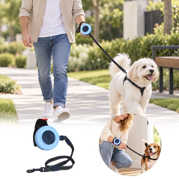 Wrist Worn Retractable Dog Leash, Hands Free Wrist Pet Walking Leash With Quick Lock Switch, Reflective Nylon Strap And Secure Hook For Outdoor Dog Walking And Training