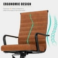 thumbnail image 4 of Okeysen Leather Office Desk Chair, Mid-Century Modern Leather Conference Room Chairs, Ergonomic Executive Ribbed Height Adjustable Swivel Rolling Chair for Home Office., 4 of 10