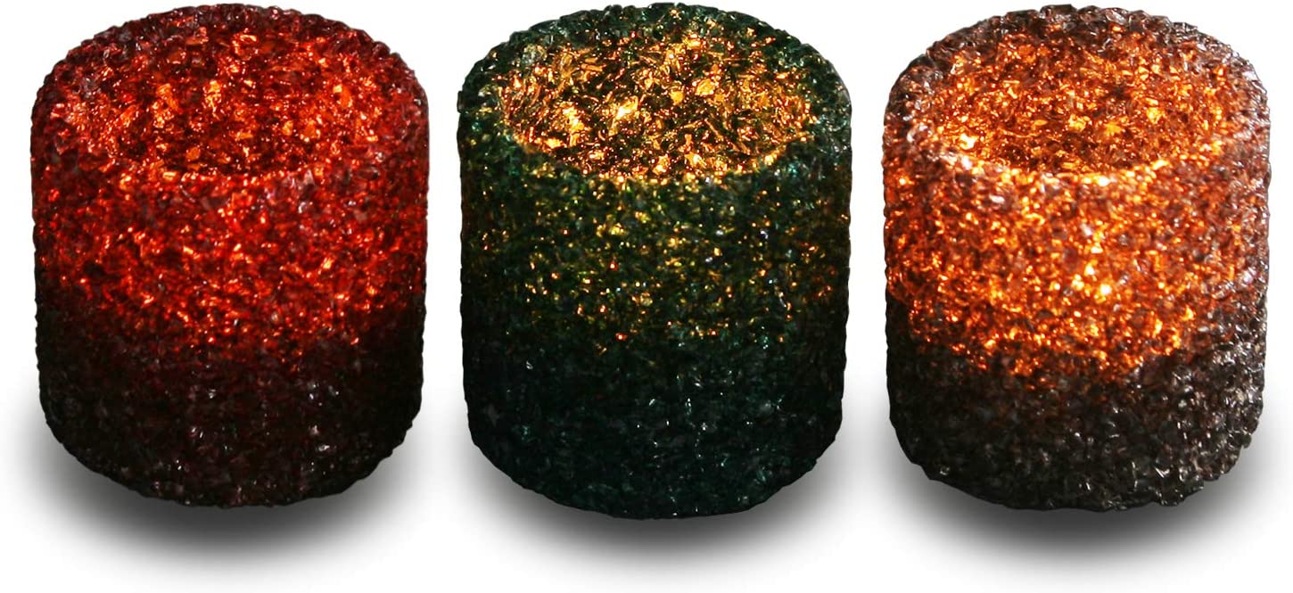 3 Pack Tealight Candle Holders Decorative Colorful Glass Cullet Tea Lights Votive Holders for Home Décor Wedding Halloween Christmas Decorations Table Centerpieces Party Favors Gifts 2.8”(D) x2.8”(H) - image 2 of 4
