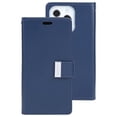 thumbnail image 1 of TopSave Goospery Rich MAX(5) Card Slot Leather Folio Wallet Flip Case For iPhone 16 Pro (6.3"), Navy Blue, 1 of 1