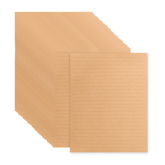 100 A5 Lined Kraft Paper Sheets for Timeless Writing, 21x14.8cm Retro Charm