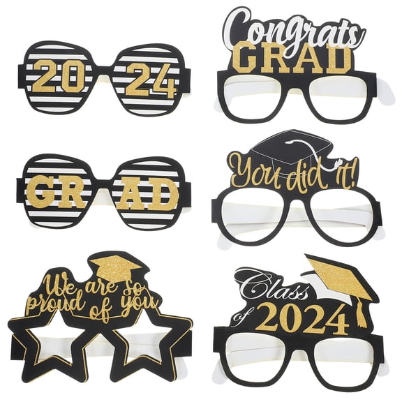 ULTNICE 6Pcs Photo Shoot Props Graduation Party Eye Glasses Paper Fun Accessories for Parties