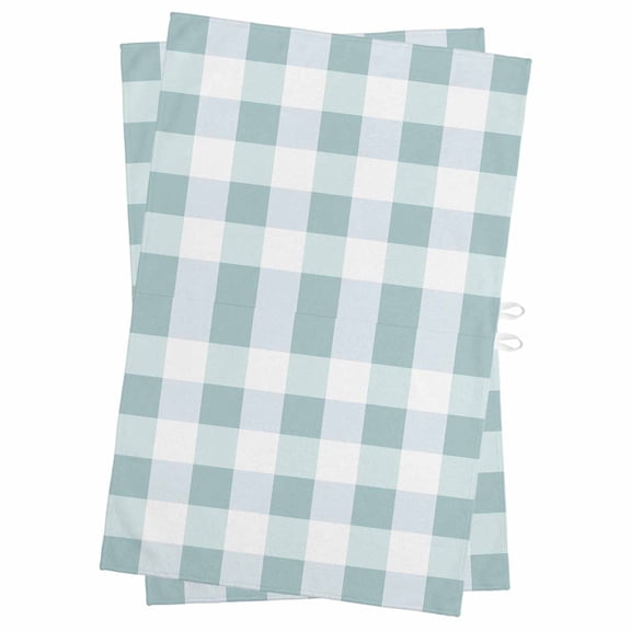 Aqua Plaid Kitchen Towels Set of 2, Water Absorbent Dish Towel, Spring Summer Farmhouse Buffalo Checkered Decorative Hand Towels - Quick Drying Cloth for Cooking Baking, 18x28 Inch