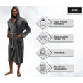 thumbnail image 2 of Ross Michaels Mens Plush Shawl Collar Kimono Hooded Bath Robe (Grey, L/XL), 2 of 2