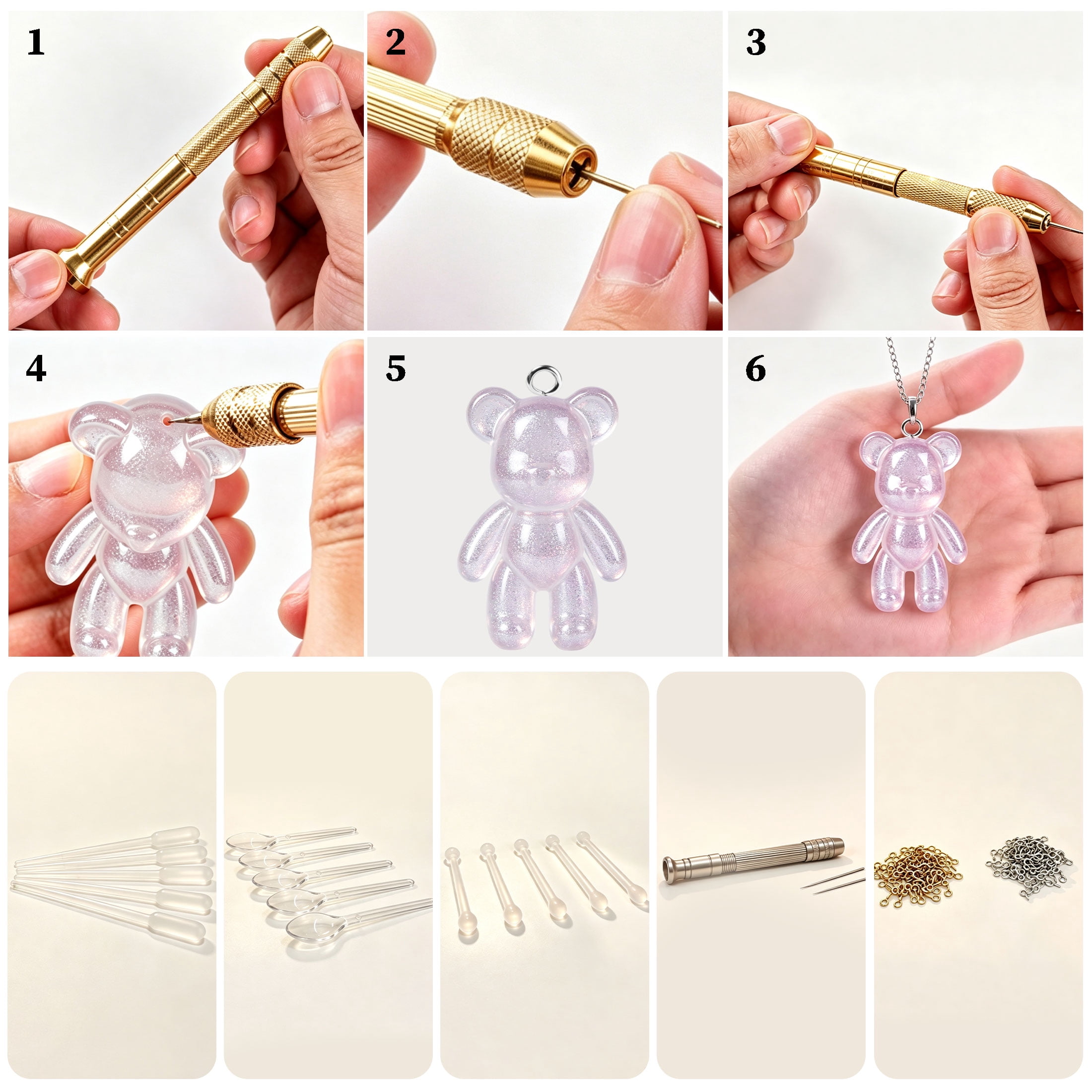 229 Pcs Resin Molds Silicone Kit, Resin Casting Molds Set with Bear, Bangle Bracelet, Pendant, Gem, Column Molds & Tools, DIY Epoxy Resin Molds for Jewelry, Keychain, Earring, Home Decoration Crafts