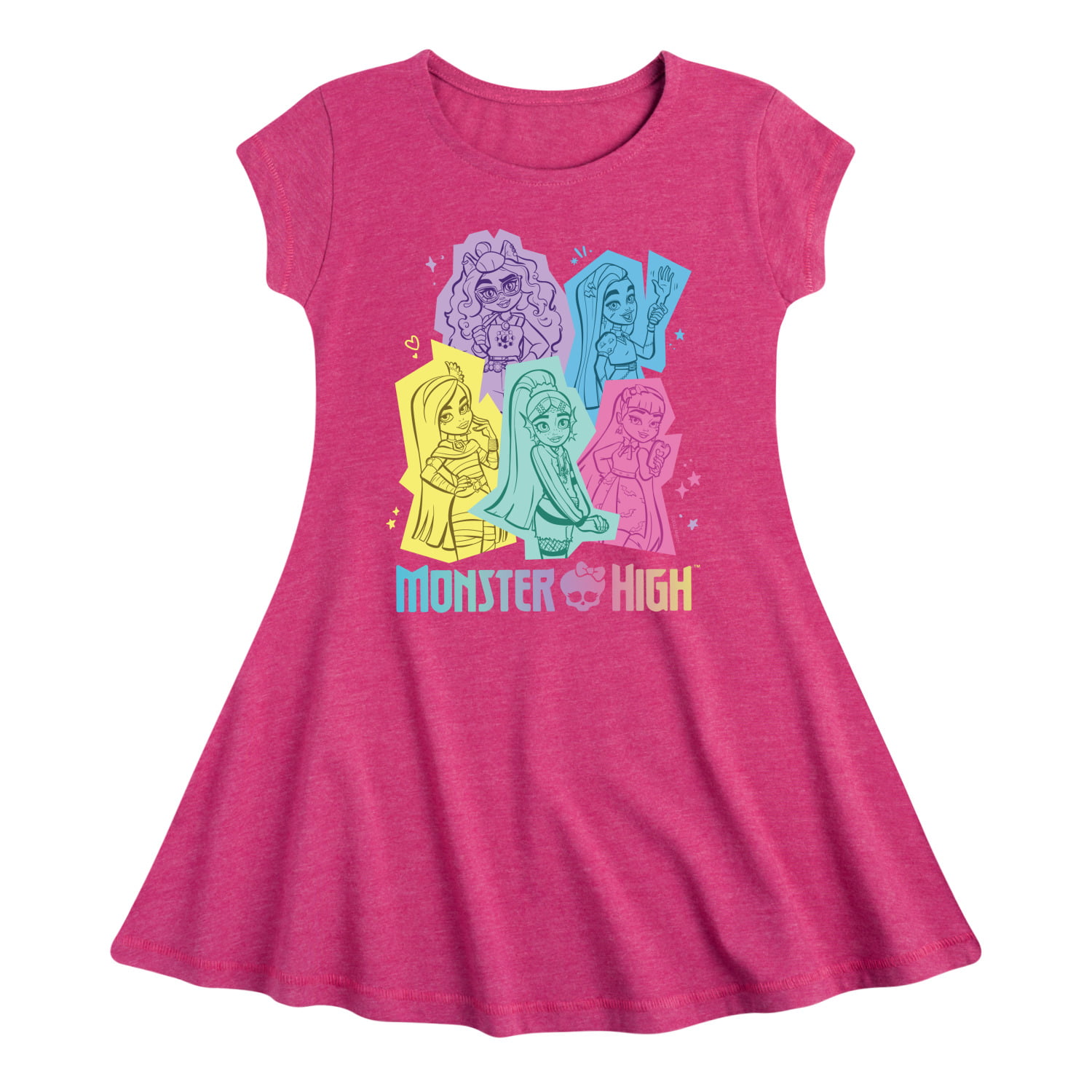 Monster High - Pastel Character Group - Toddler And Youth Girls Fit And  Flare Dress 