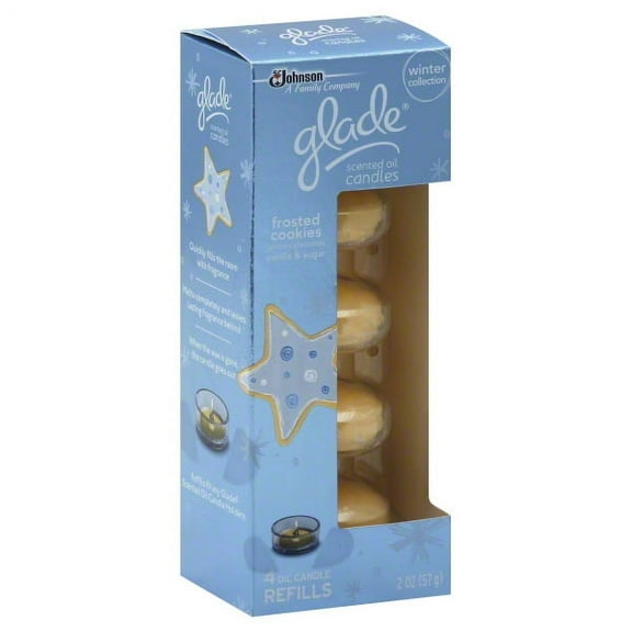 Glade Frosted Cookies Scented Oil Candle Refills, 2 Oz., 4 Count