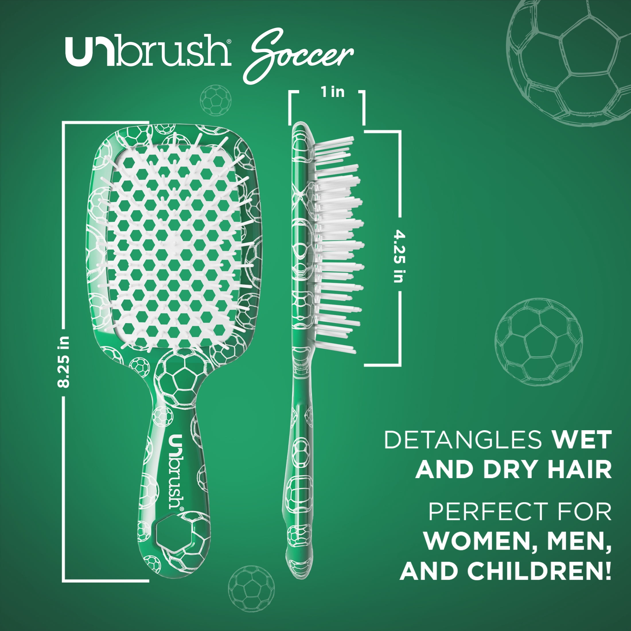FHI Heat UNbrush Soccer Detangling Brush for All Hair Types, Green