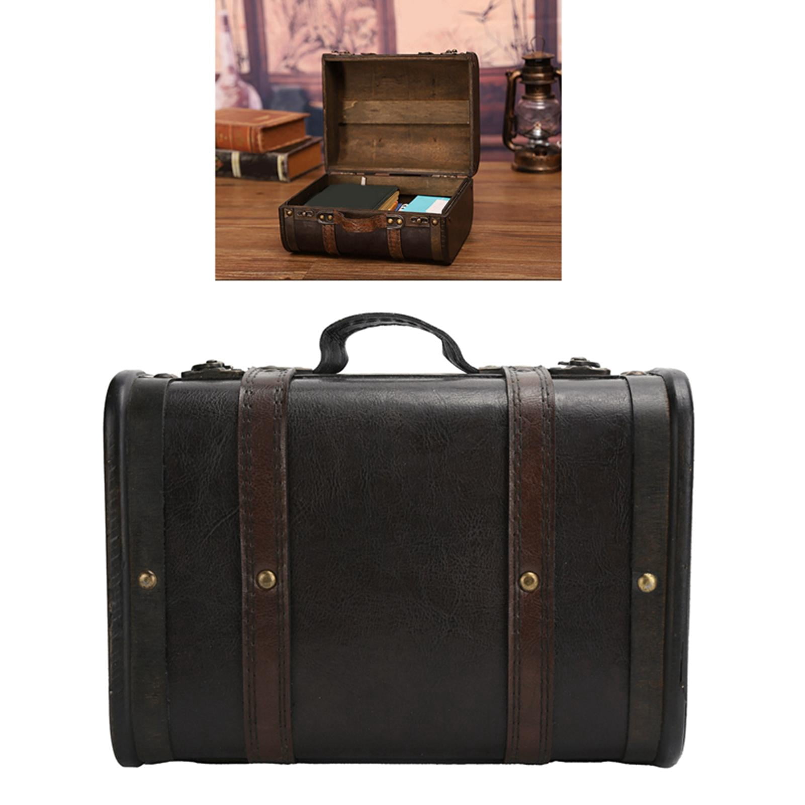 Yajisi Retro Wooden Suitcase, Chinese Style Decorative Box, Double-Layer Storage Case for Photography Props & Home Decoration, 10.6" x 6.7" x 1.6"