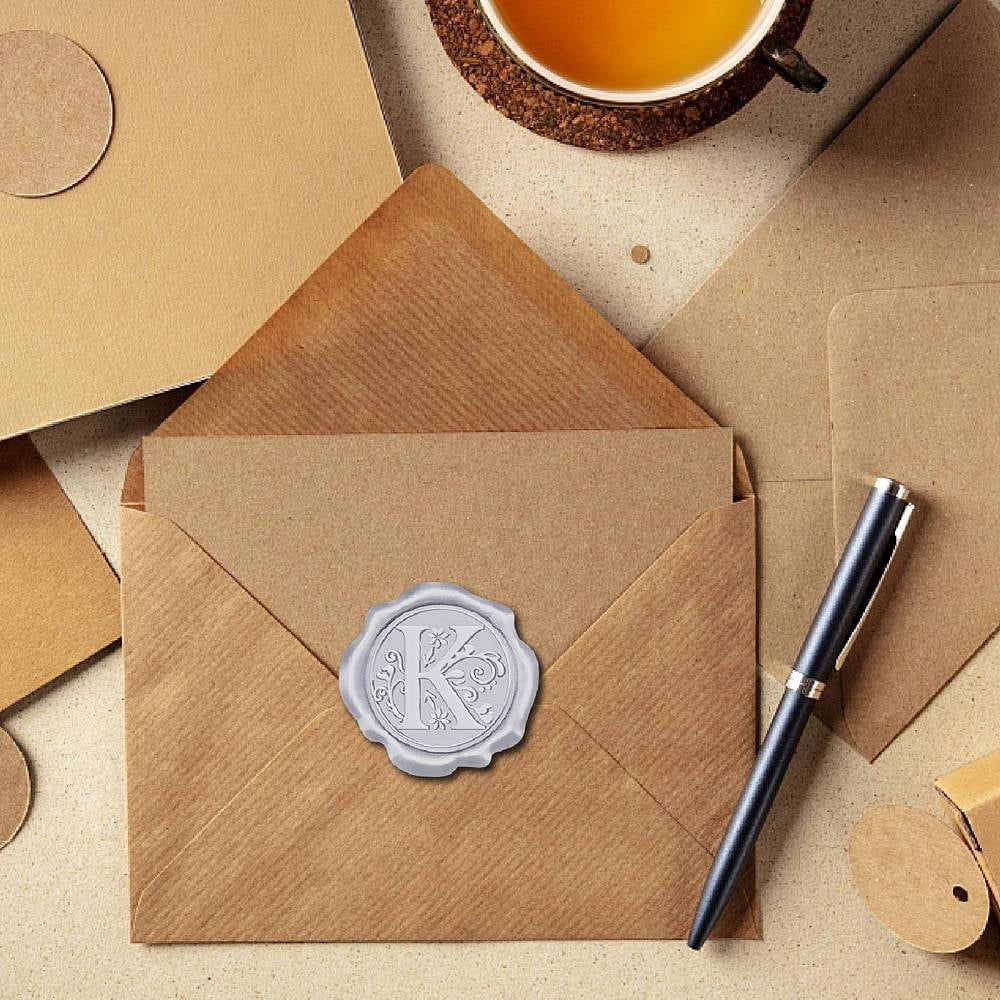 Adhesive Seal Stickers Envelope Seal Decoration For Craft Scrapbook DIY Gift Silver Color Letter K 30mm 100pcs/box