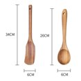 thumbnail image 2 of Juego de utensilios de cocina de madera: 2 piezas de utensilios de madera de bambú antiadherentes para cocinar, fáciles de limpiar y reutilizables, 2 of 5