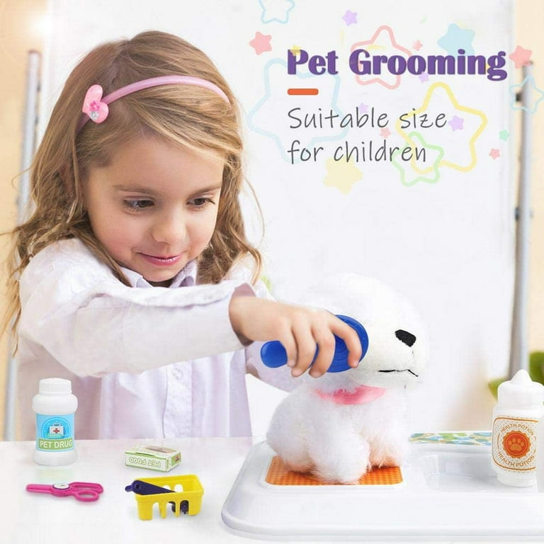  Pet Care Play Set Dog Grooming Kit with Backpack Doctor Set Vet  Kit Educational Toy-Pretend Play for Toddlers Kids Children (16 pcs) : Toys  & Games