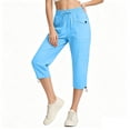 thumbnail image 2 of AHTJRT Cargo Capri Pants for Women Waterproof Drawstrings Elastic Waist Pants with Adjustable Cuffs Multiple Pockets Hiking Running Trousers Light Blue XXL, 2 of 6