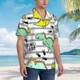 thumbnail image 5 of Bixox Men's Hawaiian Shirts Men's Funny Dinosaurs on Stripes Print Short-Sleeve Shirt-Small, 5 of 8