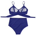 thumbnail image 4 of Women Sexy Solid Push Up High Cut Lace Up Halter Bikini Set Two Piece Swimsuit, 4 of 8