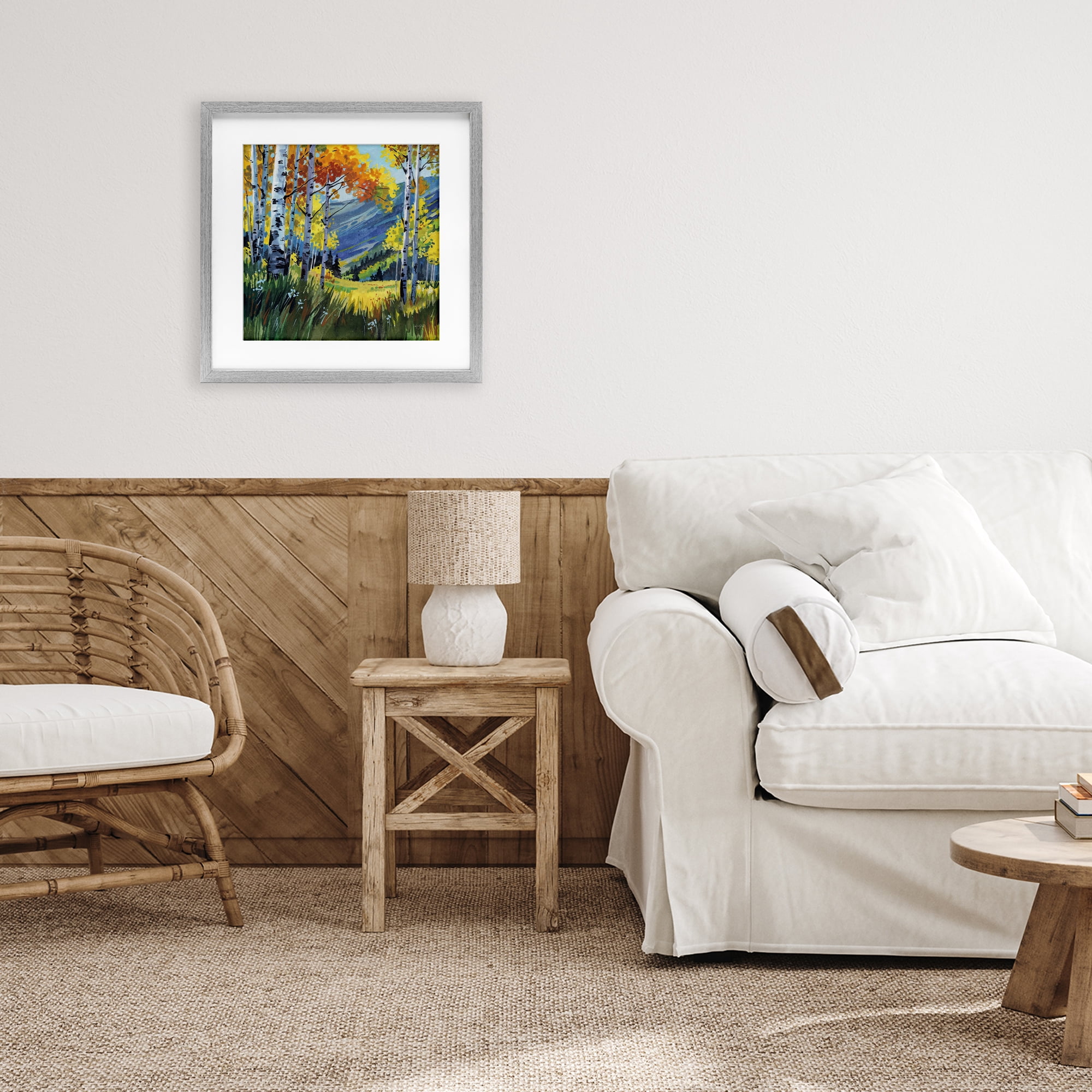 Stupell Industries Autumn Golden Birch Grove Gray Framed Print Under Glass, design by Kate Jarvik Birch