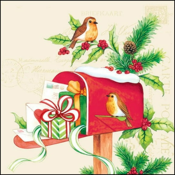 The Ribbon People Pack of 60 Christmas Mailbox Surprise 3-Ply Lunch Napkins 6.5"