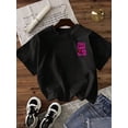 thumbnail image 2 of Women Casual Slogan Print Round Neck Short Sleeve T-Shirt, Summer, 2 of 7