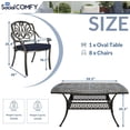 thumbnail image 2 of 9-Piece Patio Cast Aluminum Dining Set, Outdoor Dining Furniture Set for 8 Person, Includes 64" Square Table and 8 Cushioned Chairs with Umbrella Hole for Patio Deck Garden, Navy Blue, 2 of 7
