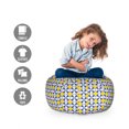 thumbnail image 2 of Mosaic Storage Toy Bag Chair, Ethnic Moroccan Ceramic Art Geometric Traditional Azulejo Pentagon Shapes, Stuffed Animal Organizer Washable Bag, Small Size, Yellow and Night Blue, by Ambesonne, 2 of 3