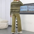 thumbnail image 5 of BangWanChi Lounge Sets for Women 2 Piece Women New Winter Loose Casual Striped Button Long Sleeved+wide Leg Pants Knitted Two-piece Set Long Sleeved Lapel Set, 5 of 5