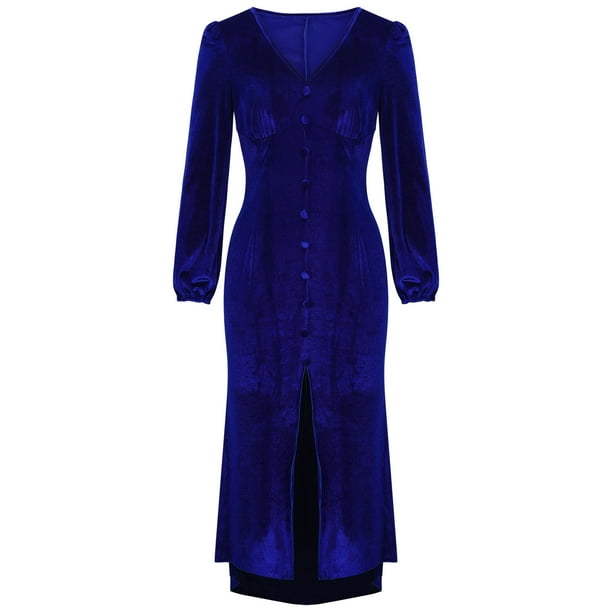 Ghost blue velvet dress discount