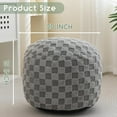 thumbnail image 2 of Round Stuffed Pouf Ottoman, Plaid Poufs with Foam Chunk Filling, Fluffy and Furry Pouf Foot Stool Storage Ottoman, 20 X 15 Floor Poufs Foot Rest for Living Room, Grey, 2 of 10