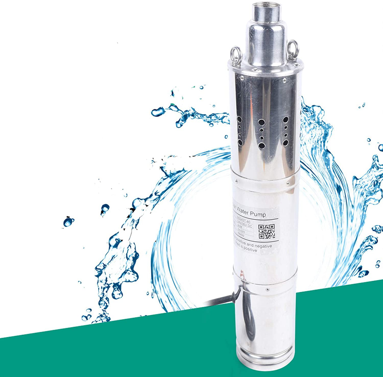 DC 24V Solar Deep Well Screw Submersible Water Pump 684W,Stainless Steel,3.5'' 