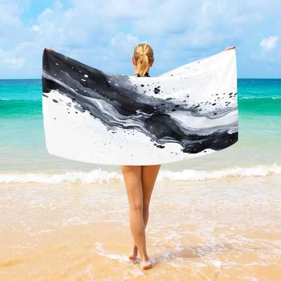 Ryvnso Splash Art Pattern Oversized Beach Towel Microfiber Bath Blankets Swimming Fitness 37" x 74"