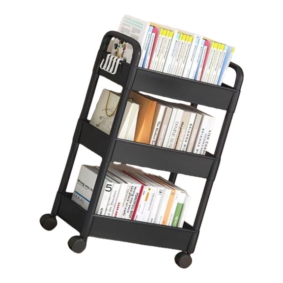 Portable Plastic Storage Cart 3 Shelves Movable Organizers For Small Spaces