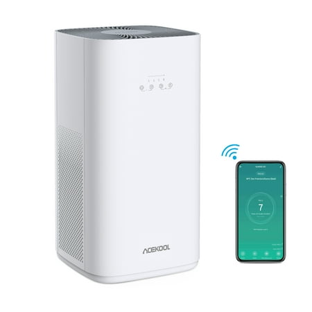 

Kojooin Air Purifiers for Home Large Room up to 1615 ft² with H13 True HEPA Filter Compatible with Alexa PM2.5 Monitor Removes 99.97% of Air Pollutants App & Voice Control White