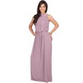 thumbnail image 4 of KOH KOH Long Sleeveless Bridesmaid Wedding Party Guest Summer Flowy Casual Brides Formal Evening Sexy Halter Neck Maxi Dress Gown For Women Dusty Pastel Pink XXX-Large US 22-24 NT012, 4 of 6