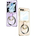 thumbnail image 4 of Magnetic Built-in Screen Protector Case for Samsung Galaxy Z Flip 5 5G Compatible with Magsafe,Ring Kickstand,Plating Transparent Shockproof Cover (Gold,for Galaxy Z Flip5), 4 of 16