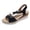 Black, variant on Women's Wedge Sandals Rope Woven Sole Non Slip Elastic Band Heels Comfortable Open Toe Platform Casual Travel Dress Shoes Black Size 7