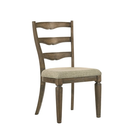 Parfield Light Brown Fabric & Weathered Oak Finish Side Chair (Set of 2)