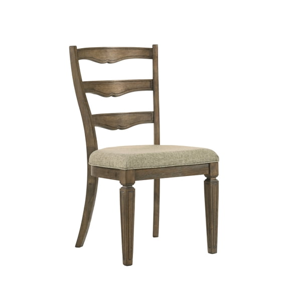 Parfield Light Brown Fabric & Weathered Oak Finish Side Chair (Set of 2)