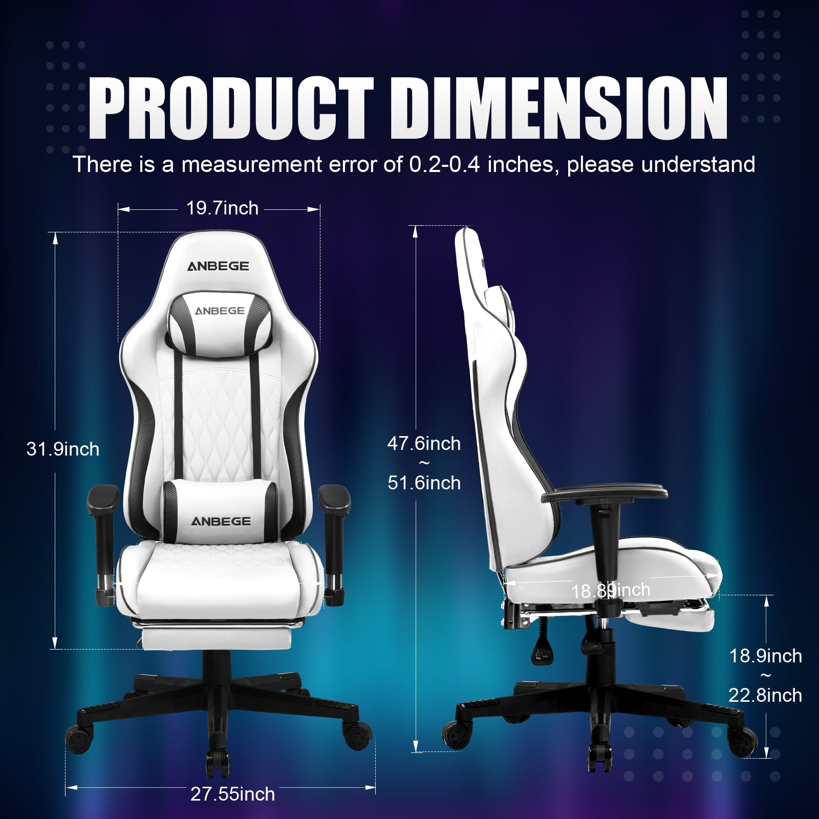 ANBEGE Gaming Chair Ergonomic Computer Office Chair PU