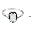 thumbnail image 3 of AeraVida Classic Elegance Oval White Mother of Pearl Inlay Sterling Silver Band Ring for Female Anniversary Size-7, 3 of 5