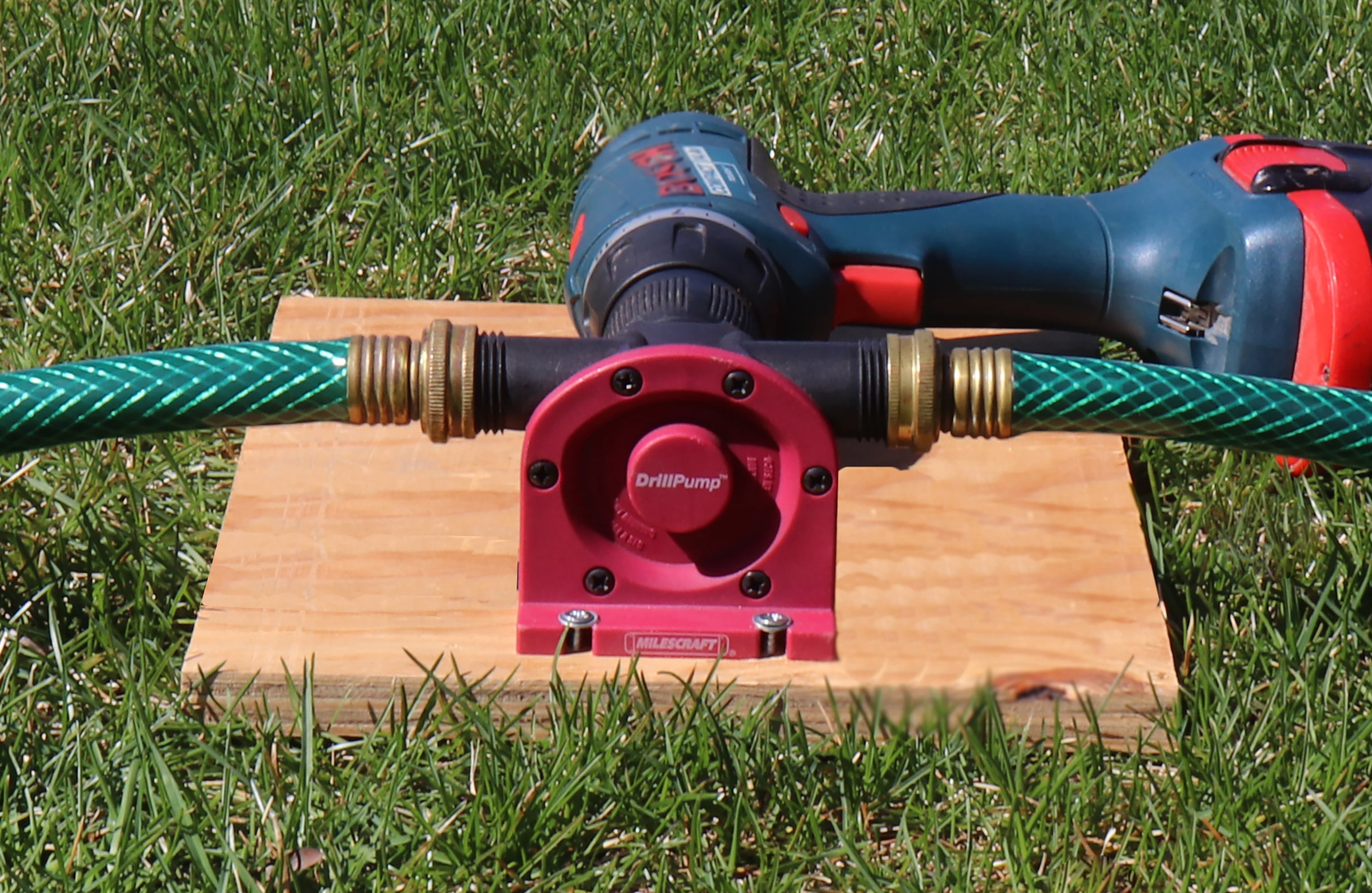 Milescraft 1314 Drill Pump 750 - Self Priming Water Pump Attachment for Drills - Water Transfer Pump - Uses Common Garden Hose - 750 Gallons per Hour