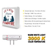Plug in Dimmable LED Night Light with Dusk to Dawn Auto Sensor, Adjustable Brightness, Warm Light, Auto On/Off Nightlight for Bathroom, Hallway, Nursery, Bedrooms - Life is Better Around Campfire