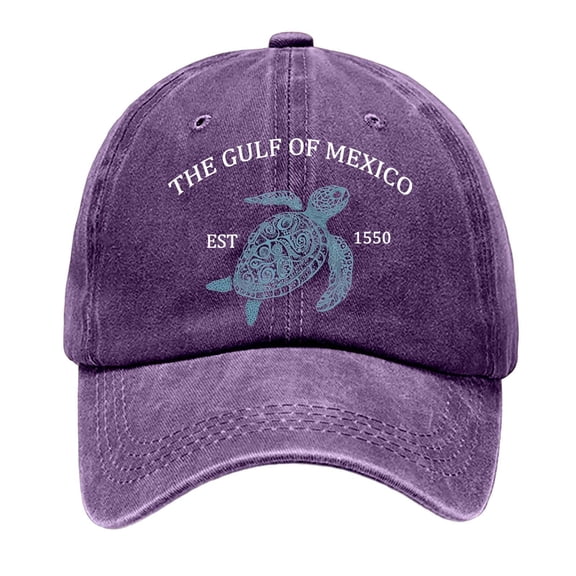 FUZHIQ Vintage Washed Baseball Cap Turtle Embroidered Adjustable Dad Hat Casual Outdoor Daily Wear