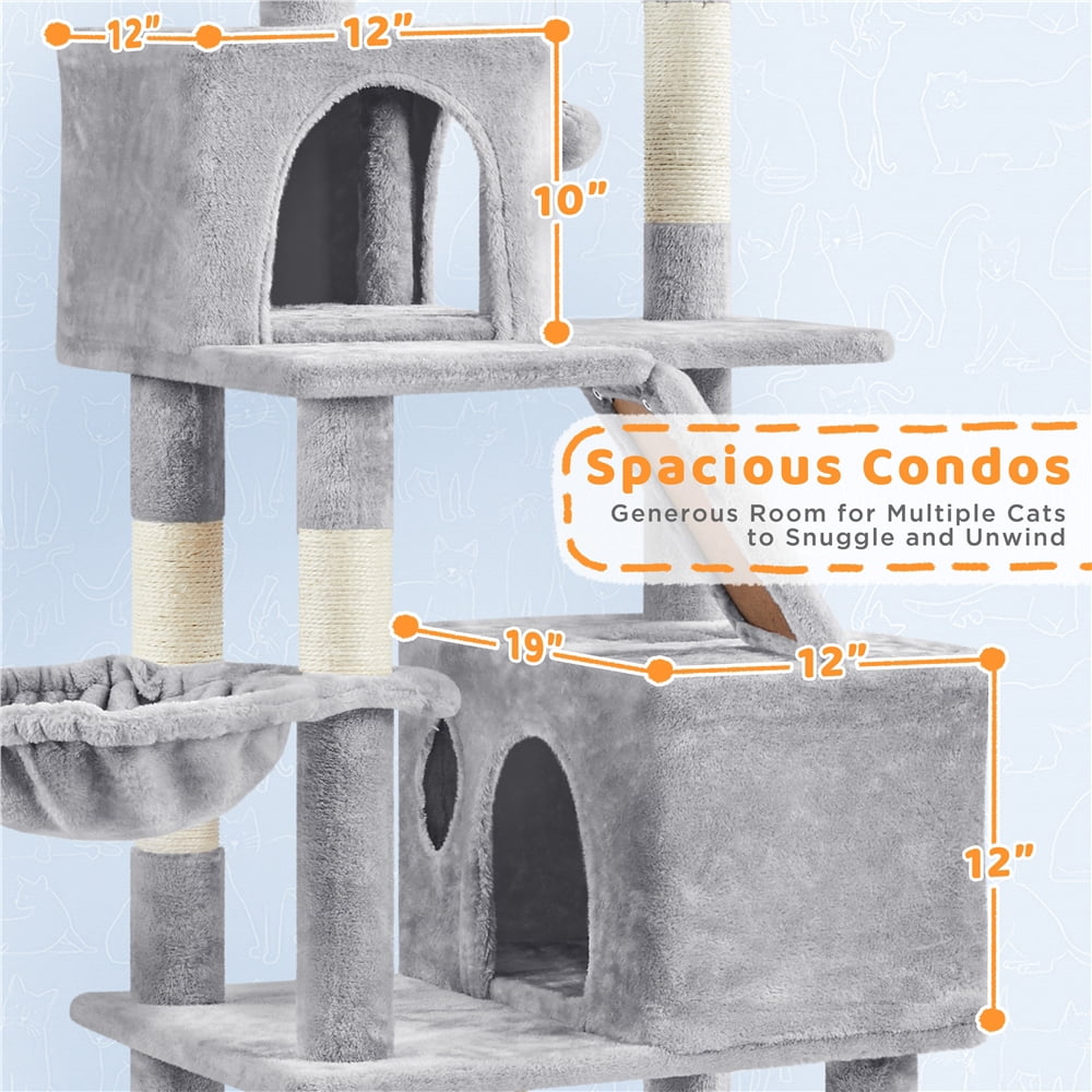 Yaheetech 82.5" H Large Cat Tree Cat Tower with Condos, Light Gray