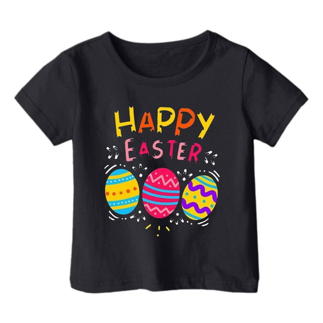 PMVFHDE T-Shirt d'Été pour Filles à Imprimé Graphique Mignon, Col Rond, Manches Courtes – Haut Décontracté Respirant pour Enfants, Jeux Extérieurs, T-Shirt Décontracté d'Été Noir, 6-7 Ans