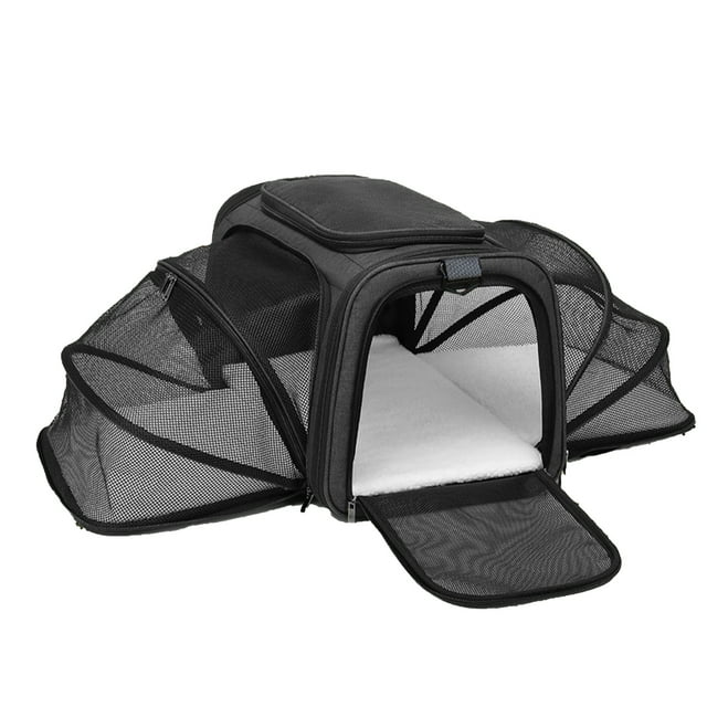 Cat Carrier, Breathable Mesh Multipurpose Pet Travel Carrier For Travel Gray, Blue Edge,Black, White Edge,Black, Black Edge